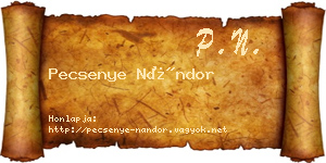 Pecsenye Nándor névjegykártya